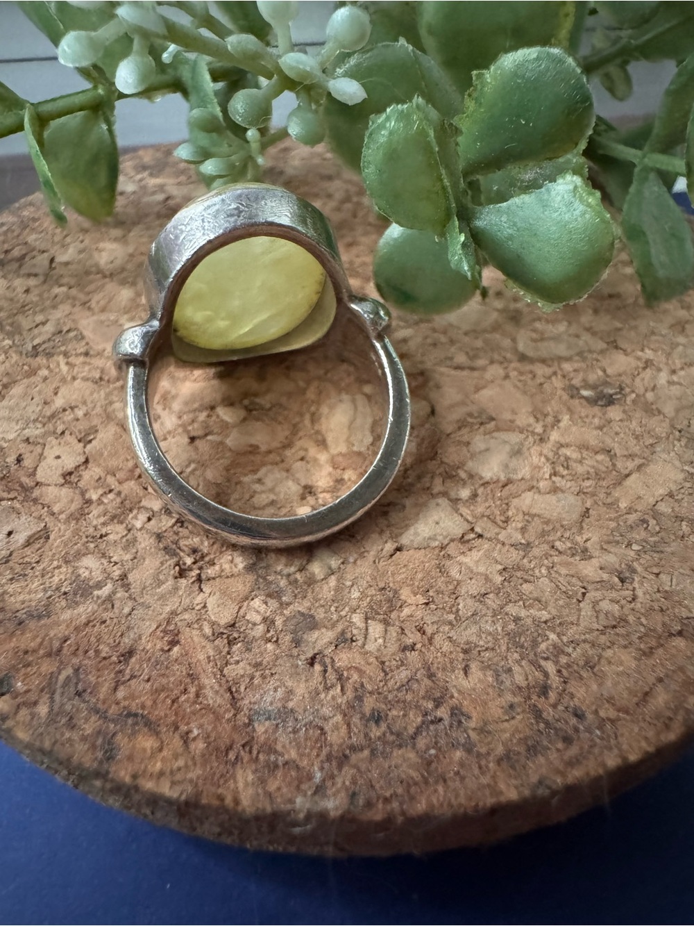 Lemon Prehnite Sterling Silver Ring - size 9 - Picture 5 of 5